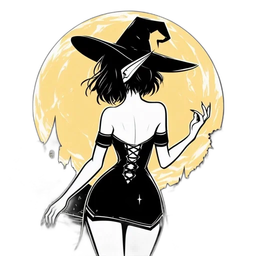 dress, hat, mask, concept art, fantasy art, watercolor, comic book art, monochrome transparent PNG cut-out
