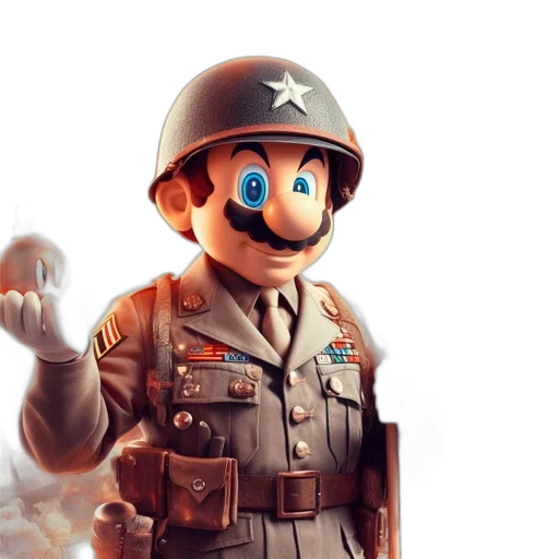 weapon, robot, staff, 3d render, concept art, photorealistic, pixel art, mario transparent PNG cut-out