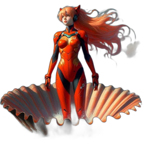 weapon, concept art, fantasy art, comic book art, anime, red, woman, technologically transparent PNG cut-out