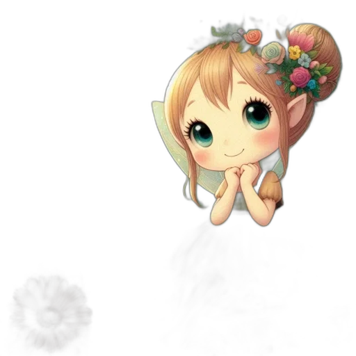 flower, staff, creature, jewelry, fantasy art, anime, pixel art, 3d render transparent PNG cut-out