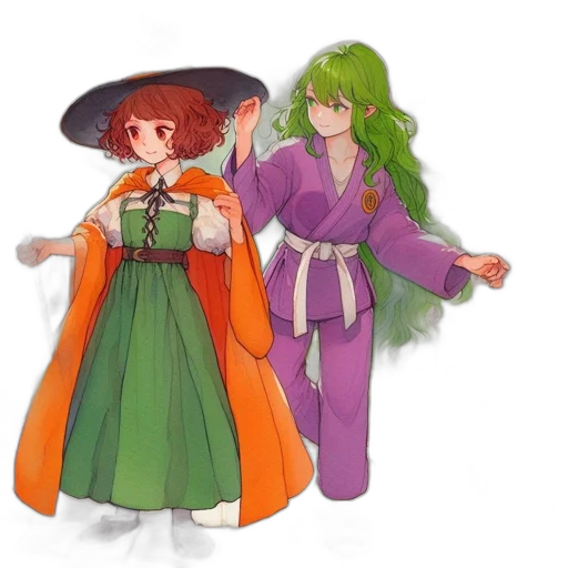 dress, concept art, pixel art, anime, fantasy art, green, colorful, red transparent PNG cut-out