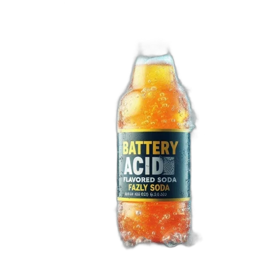 bottle, food, 3d render, photorealistic, vaporwave, effervescing, battery, acid transparent PNG cut-out
