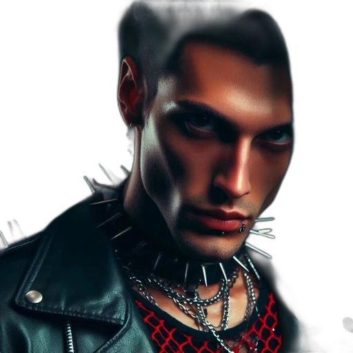 jacket, face, photorealistic, cyberpunk, fantasy art, concept art, dark, red transparent PNG cut-out