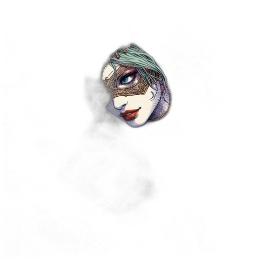 mask, face, creature, hat, watercolor, concept art, photorealistic, fantasy art transparent PNG cut-out