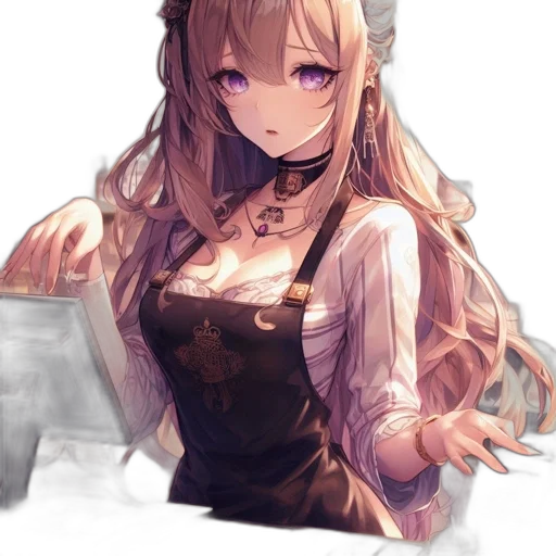 dress, staff, crown, face, anime, fantasy art, pixel art, concept art transparent PNG cut-out