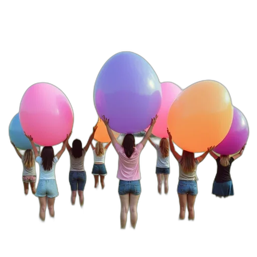 umbrella, staff, 3d render, pastel, neon, colorful, group, people transparent PNG cut-out