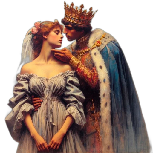 crown, dress, jewelry, oil painting, photorealistic, concept art, fire, painting transparent PNG cut-out