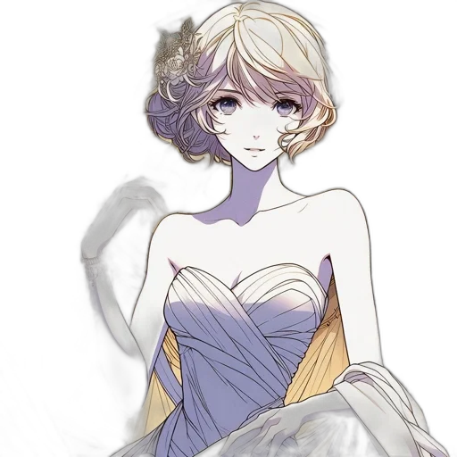 dress, crown, mask, jewelry, concept art, fantasy art, anime, watercolor transparent PNG cut-out