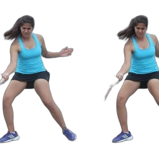 female, tennis, player, blue, tank, top, black, shorts transparent PNG cut-out