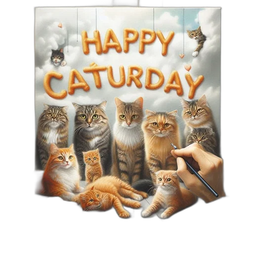 photorealistic, cats, various, breeds, colors, playfully, arranged, happy transparent PNG cut-out