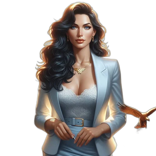 jewelry, jacket, fantasy art, comic book art, concept art, cartoon, woman, dark transparent PNG cut-out