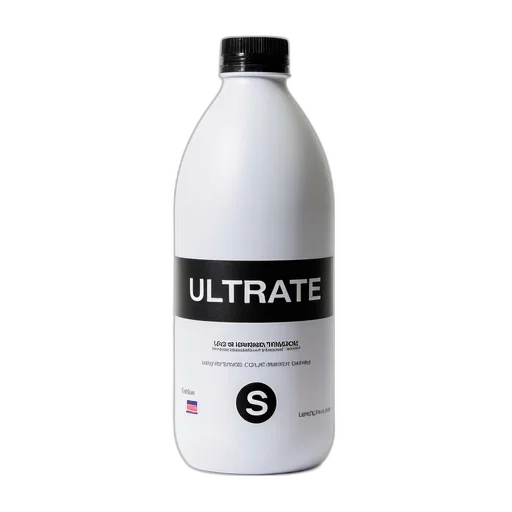 bottle, 3d render, white, plastic, black, cap, filled, clear transparent PNG cut-out
