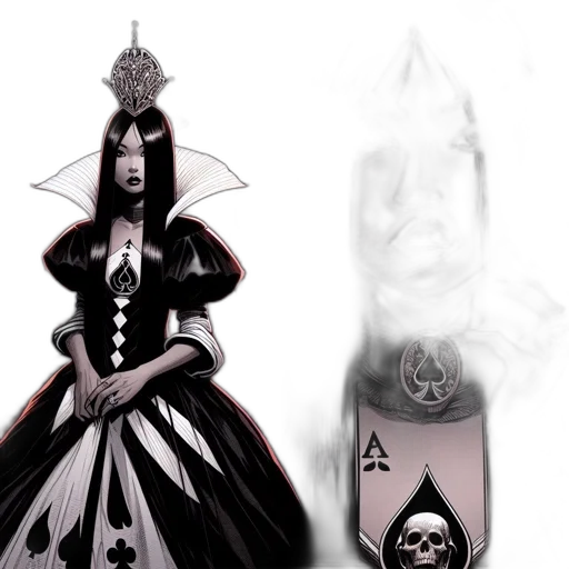 crown, dress, jewelry, concept art, fantasy art, comic book art, 3d render, dark transparent PNG cut-out
