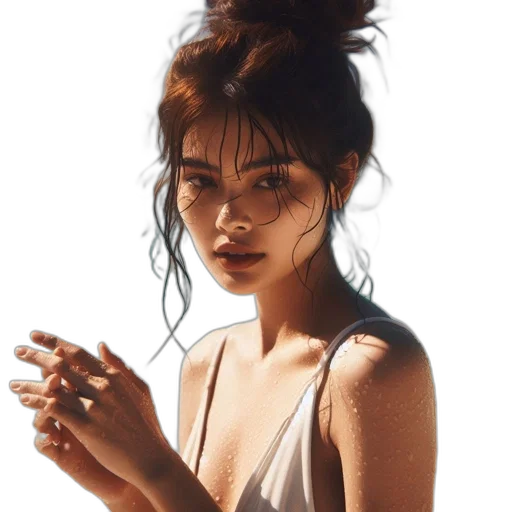 dress, hair, jewelry, face, photorealistic, oil painting, concept art, anime transparent PNG cut-out