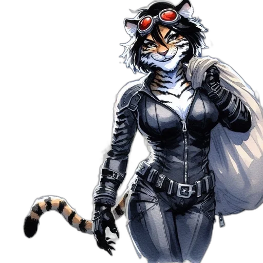 animal, comic book art, concept art, pixel art, cyberpunk, monochrome, feline, character transparent PNG cut-out