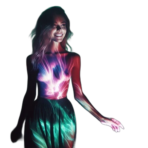 dress, creature, jewelry, concept art, comic book art, fantasy art, pixel art, neon lights transparent PNG cut-out