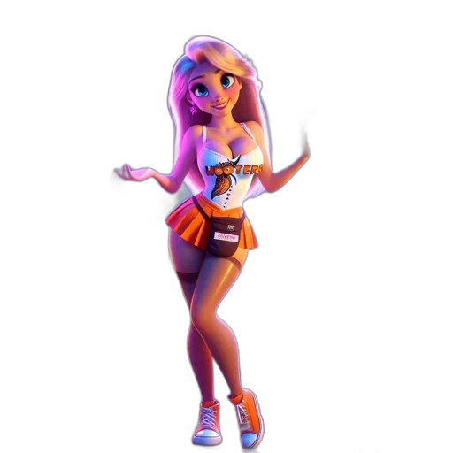 dress, staff, 3d render, concept art, cartoon, fantasy art, neon lights, neon transparent PNG cut-out