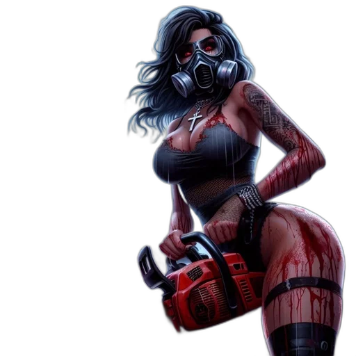 mask, concept art, comic book art, cyberpunk, fantasy art, red, dark, eerie transparent PNG cut-out