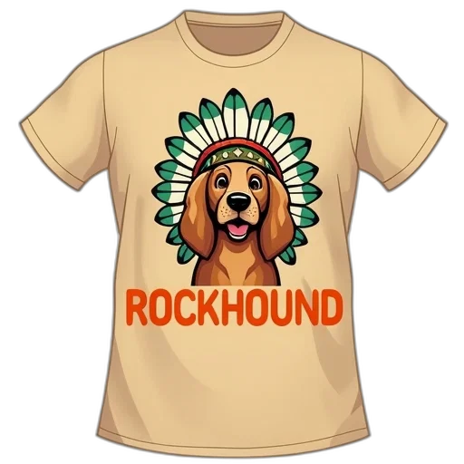 beige, t-shirt, cartoon, image, dog, wearing, headdress, word transparent PNG cut-out