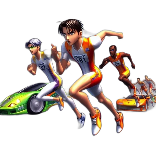 pixel art, concept art, vaporwave, 3d render, three, characters, each, wearing transparent PNG cut-out