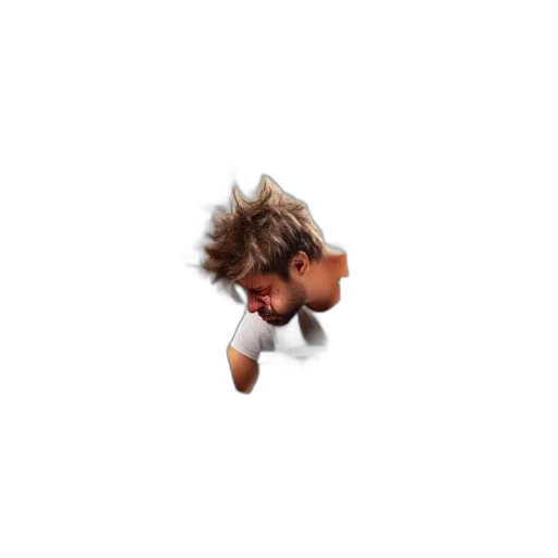 hair, creature, face, animal, pixel art, photorealistic, 3d render, vaporwave transparent PNG cut-out