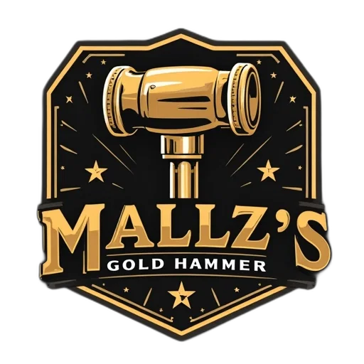 golden, logo, barbershofer, called, mallz, gold, hammer transparent PNG cut-out