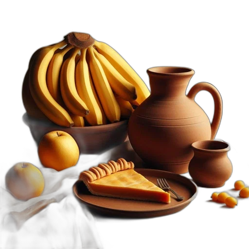 food, photorealistic, 3d render, oil painting, golden, earth tones, scene, features transparent PNG cut-out