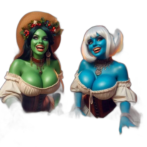fantasy art, concept art, pixel art, 3d render, blue, two, fantastical, vintage-clad transparent PNG cut-out