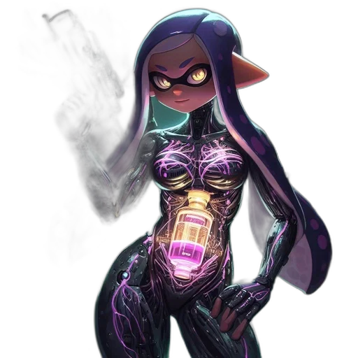 robot, dress, weapon, staff, concept art, cyberpunk, fantasy art, pixel art transparent PNG cut-out