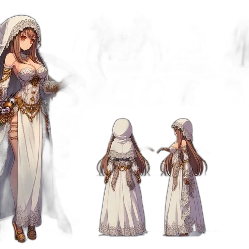 dress, concept art, fantasy art, pixel art, anime, snow, earth tones, monochrome transparent PNG cut-out