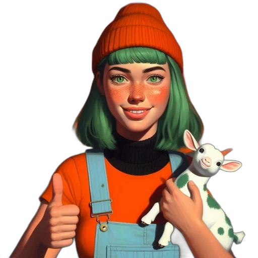 hat, animal, face, staff, concept art, cartoon, 3d render, photorealistic transparent PNG cut-out
