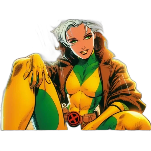 jacket, comic book art, concept art, cartoon, fantasy art, green, female, superhero transparent PNG cut-out