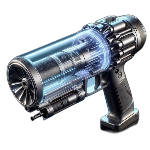 weapon, staff, robot, 3d render, concept art, cyberpunk, photorealistic, futuristic transparent PNG cut-out