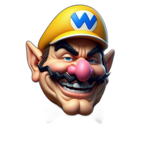 mask, face, crown, weapon, 3d render, concept art, photorealistic, wario transparent PNG cut-out
