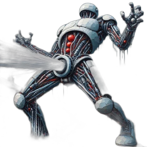 robot, weapon, staff, sword, concept art, comic book art, 3d render, pixel art transparent PNG cut-out