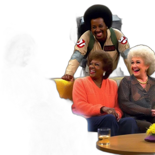 vintage, living, room, scene, features, amusing, blend, laughing transparent PNG cut-out