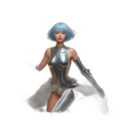 robot, dress, weapon, sword, concept art, fantasy art, cyberpunk, comic book art transparent PNG cut-out