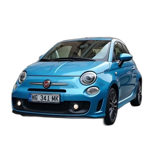 car, 3d render, photorealistic, blue, compact, parked, front, building transparent PNG cut-out