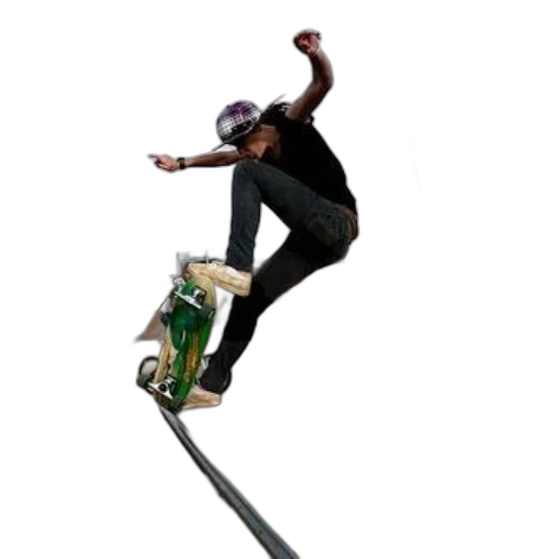 staff, robot, weapon, photorealistic, 3d render, concept art, skateboarder, performs transparent PNG cut-out