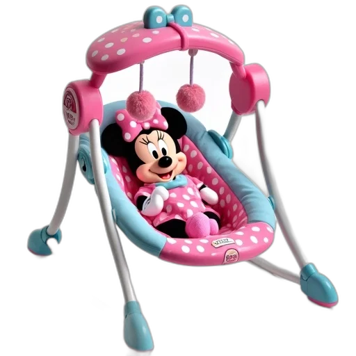 furniture, 3d render, photorealistic, pink, blue, minnie, mouse, themed transparent PNG cut-out