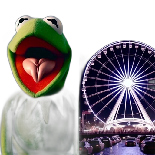 photorealistic, concept art, left, detailed, illustration, kermit, frog, reveals transparent PNG cut-out