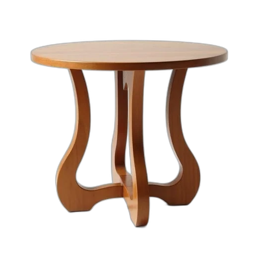 furniture, 3d render, wooden, table, round, top, four, legs transparent PNG cut-out