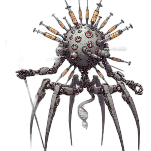 weapon, robot, umbrella, creature, concept art, 3d render, cyberpunk, fantasy art transparent PNG cut-out