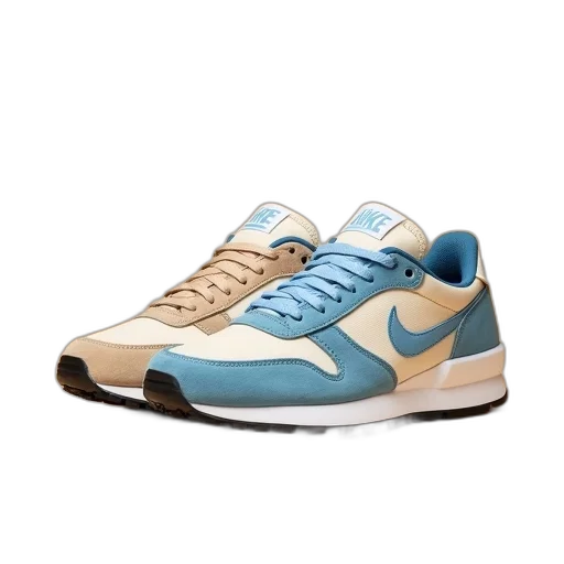 shoes, vaporwave, 3d render, pastel, blue, pair, beige, sneakers transparent PNG cut-out