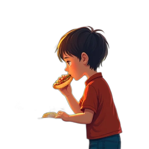 food, face, concept art, pixel art, watercolor, cartoon, red, boy transparent PNG cut-out
