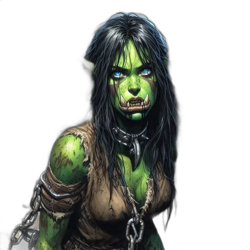 concept art, comic book art, fantasy art, photorealistic, green, orc, figure, part transparent PNG cut-out
