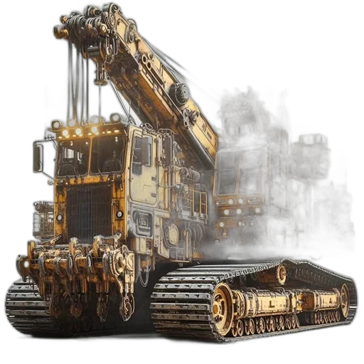 robot, weapon, concept art, 3d render, photorealistic, fantasy art, large, yellow transparent PNG cut-out