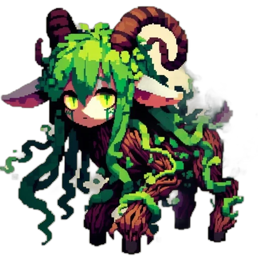 dragon, creature, staff, animal, pixel art, concept art, fantasy art, green transparent PNG cut-out