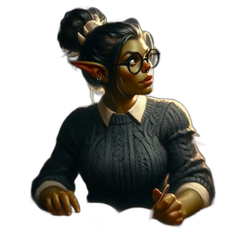 staff, fantasy art, concept art, pixel art, 3d render, dark, green-skinned, point-eared transparent PNG cut-out