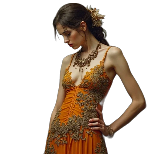 dress, jewelry, photorealistic, fantasy art transparent PNG cut-out